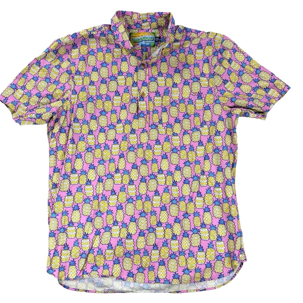 Mens Chubbies The Nutter Weekend Shirt Pink Pineapples Size XL Short Sleeve